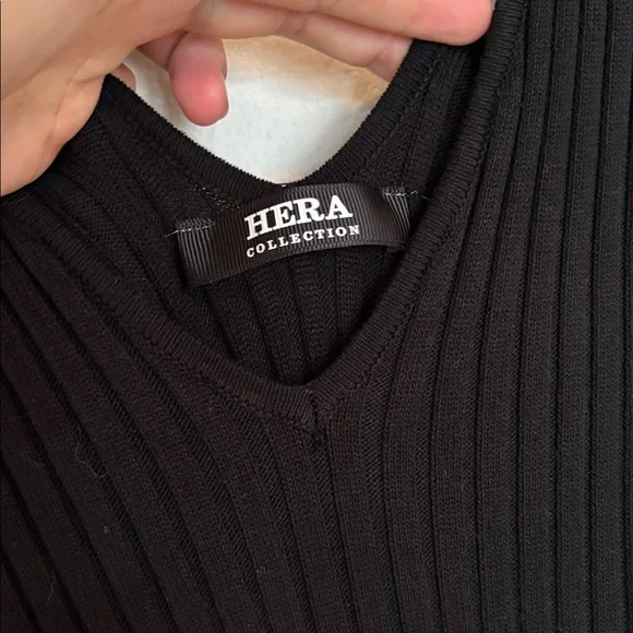 Hera Collection Black Long Sleeve Form Fitting Ribbed Bodycon Dress small - Picture 4 of 5